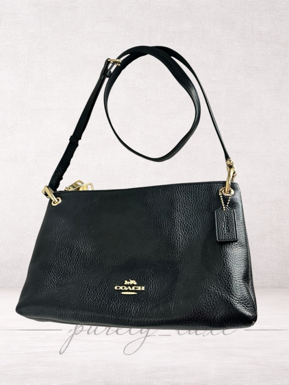Coach Mia Black Leather crossbody Bag with Gold Hardware